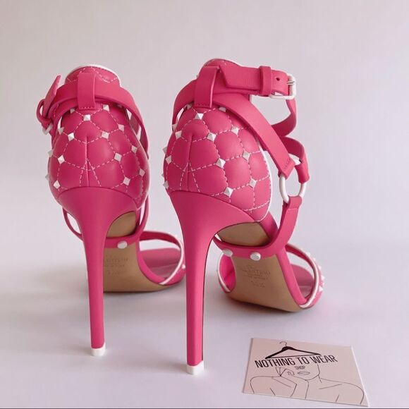 ⭕️ VALENTINO Sandals Heels Pink Leather - Picture 6 of 11